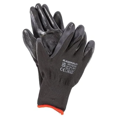 Image of Black L Nitrile Coated Multi Purpose Gloves By Blackspur