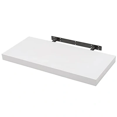 Image of WOLTU Floating Shelves, White Shelves for Wall with Strong Bracket,Ideal Home Decor Accessories Bedroom,Living Room,Office,Bathroom,Kitchen,Wood,70cm RG9369ws