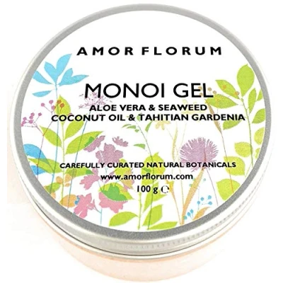 Image of Amor Florum Monoi Gel 99% Natural Aloe Vera, Oil, Seaweed. Protects, Hydrates, Soothes, Repairs. Ideal for Sensitive Skin. 100g.