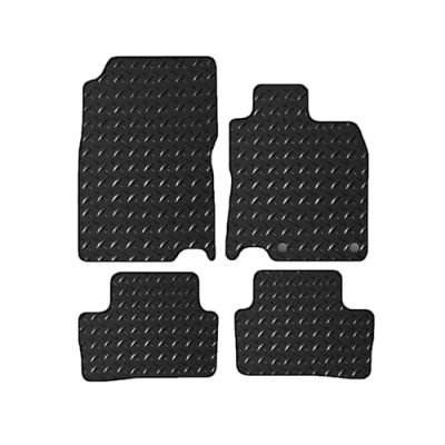 Image of Lusso Rubber Mats for Car Tailored/Compatible to Renault Kadjar 2015 Onwards Heavy Duty 3mm 4 Piece Set (Red Edging)