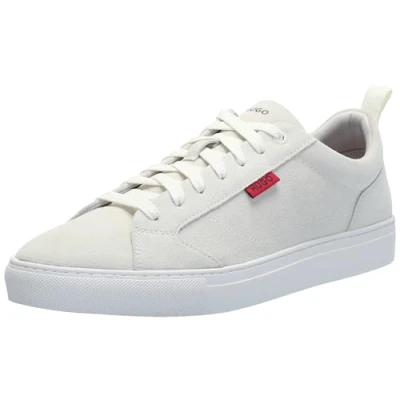 Image of HUGO Men&#039;s Essential Cupsole Suede Low Top Sneaker, Natural Oat, 8 UK