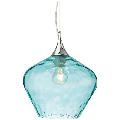 Image of Titan Dome Pendant Light Chrome with Aqua Glass