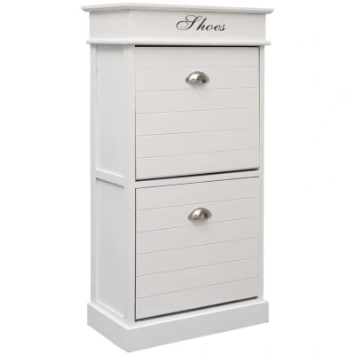 Image of vidaXL Shoe Cabinet White 50x28x98 cm Paulownia Wood