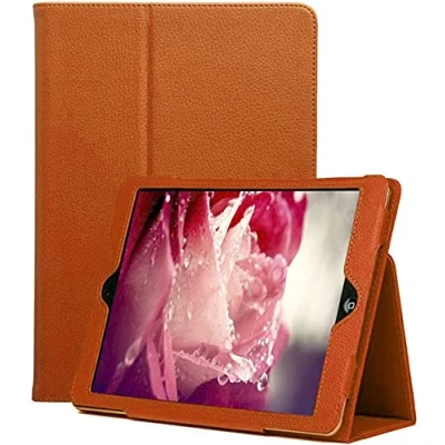 Image of Leather Flip Stand Folio Case Plain Cover for Apple iPad Air 2nd Generation A1566 A1567 (Brown)
