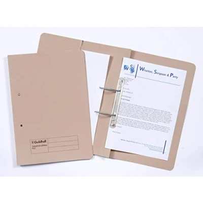 Image of Guildhall Transfer Spring Files with Inside Pocket 315gsm 38mm Foolscap Buff Ref 349 BUFZ [Pack 25]