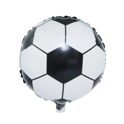 Image of White/Black Round Football Foil Balloon, 45cm (2 pack)