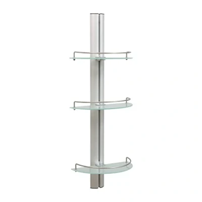 Image of Organize It All Mounted 3 Tier Half Moon Bathroom Glass with Stainless Steel Rail Shelf