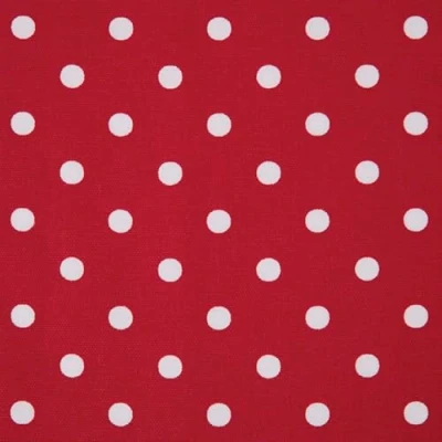 Image of HOMESCAPES Pure Cotton Furnishing Fabric Polka Dots Red 150 cm Wide Printed on Thick Woven for Upholstery Curtain Cushion Soft Furnishings Heavy Dress Material Per Metre