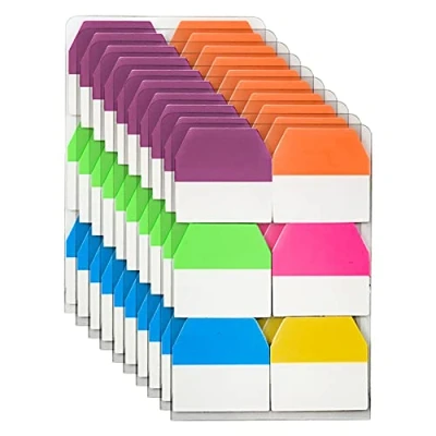Image of VANRA 6 Colors Tabs 1200 Pieces Sticky Index 1 Inch Writable and Repositionable Page Markers Classify Files for School Office,10 Sets