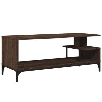 Image of vidaXL TV Cabinet Unit Brown Oak Engineered Wood with Powder coated Steel Frame Industrial Style Media Console for Living/Entertainment Room