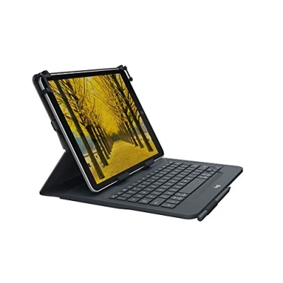 Image of Logitech Universal Folio iPad or Tablet Case with Wireless Bluetooth Keyboard, For 9 10 Inch Apple, Android Windows Tablets, Easy Set Up, 2 Year Battery Life, QWERTY UK Layout Black