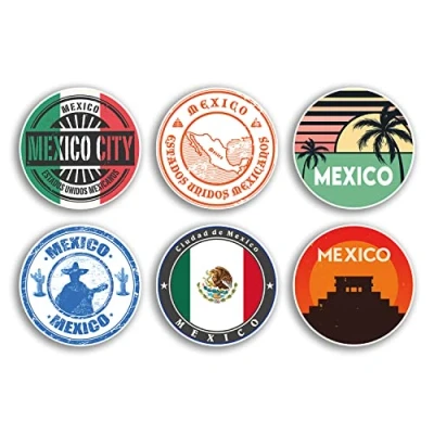 Image of 6 x 10cm Mexico Vinyl Stickers Mexican Country City Travel Map Flag Holiday Luggage Design Gift #78860