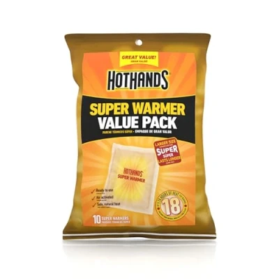 Image of HotHands Body &amp; Hand Super Warmers Long Lasting Natural Odorless Air Activated Up to 18 Hours of Heat 10 Individual
