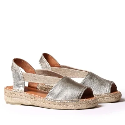 Image of Toni Pons Women&#039;s Leather Espadrille ETNA Platinum, 39 EU 6 UK