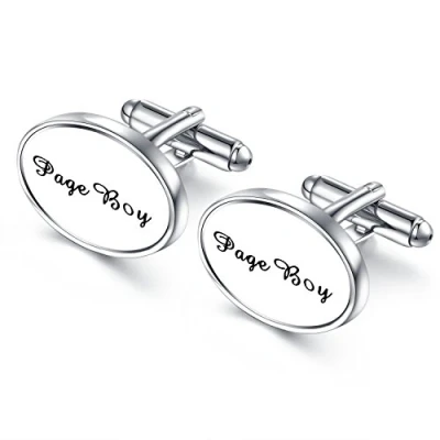 Image of HONEY BEAR Mens Oval Wedding Cufflinks with Gift Box