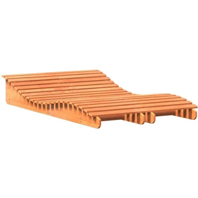 Image of vidaXL Solid Pine Wood Sun Loungers Bed Wax Brown, S Shape Design, Slatted, for Poolside/Garden/Patio, 205x60x31.5cm, 2 pcs