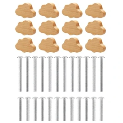 Image of Simpls 12pcs Heavy Duty Beech Wood Drawer Knobs Cloud Shaped Wooden Cabinet Pulls Color for Cabinets Furniture