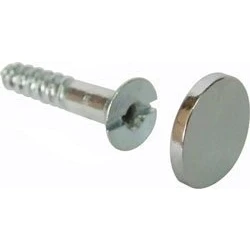 Image of 4 X POLISHED CHROME MIRROR SCREWS AND DISC SET 8 1&quot;LONG