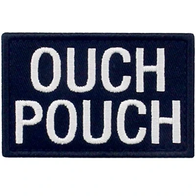 Image of Ouch Pouch Embroidered Patch Tactical Morale Applique Fastener Hook &amp; Loop Emblem, White Black