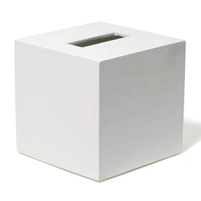 Image of Now House by Jonathan Adler Tissue Box Cover, Lacquer, White, One Size