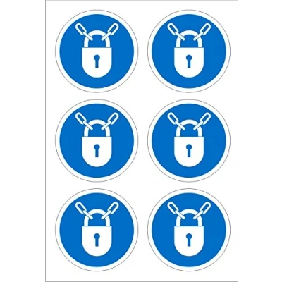 Image of Seco Keep Locked Pictogram Sign, 60mm Diameter (Sheet of 6) Self Adhesive Vinyl