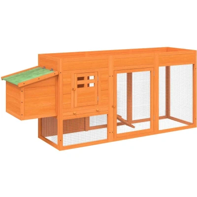 Image of vidaXL Chicken Coop Brown 204x50x84 cm Solid Wood Pine