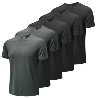 Image of MEETWEE Men Sports Shirt Kurzarmshirt Funktionsshirt T, Black + White Grey Blue Green, XL