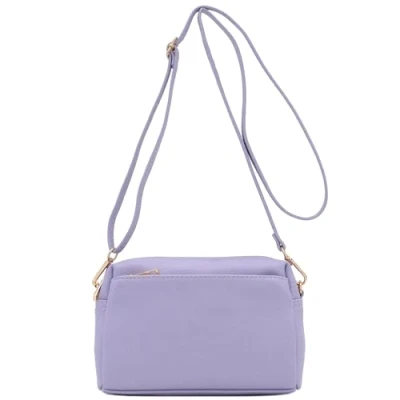 Image of FashionPuzzle Triple Zip Small Crossbody Bag, Lavender, One Size