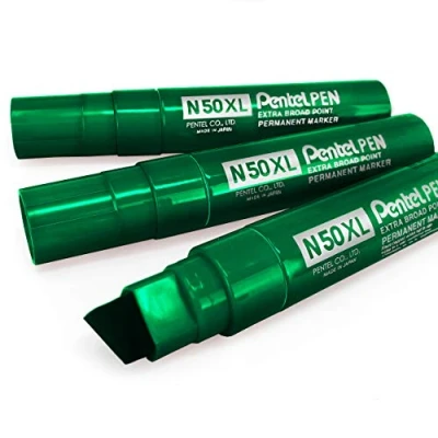 Image of Pentel N50XL Extra Large Broad Permanent Marker Chisel Tip Pack of 3 Green