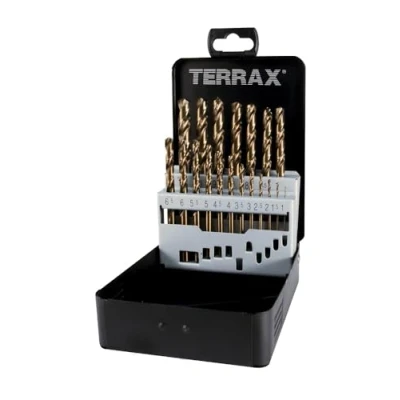 Image of TERRAX A215214 Juegos brocas DIN 338 tipo N HSS Co 5 rectificadas 19 piezas
