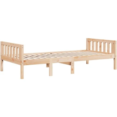 Image of vidaXL Children’s Pine Wood Bed Frame Solid &amp; Durable 90x200 cm Modern Brown Daybed with Slatted Base
