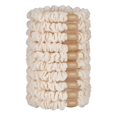 Image of JessLab Scrunchy Hair Ties, 10 Pcs Silk Satin Ties Ponytail Holders Gentle Elastic No Damage Scrunchies Bands Stretchy Accessories for Girls Women Ladies, Beige