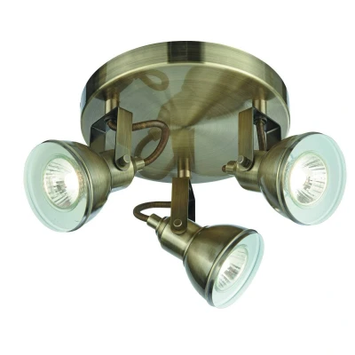Image of Focus 3 Light Adjustable Ceiling Spotlight Antique Brass, GU10