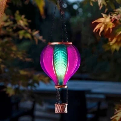Image of Solar Hot Air Balloon Garden Light, 44 cm, Colour Changing LED, Aurora Hanging Outdoor Decoration
