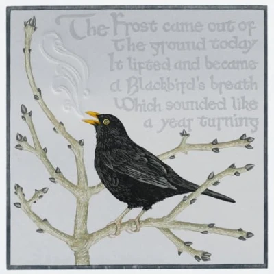 Image of Blackbird themed greeting card, blank on the inside by Colin Blanchard. Brown fleck envelope included