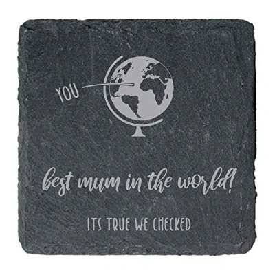 Image of eBuyGB Mothers Day Gift, Birthday Present Best Mum in The World&#039;, Square Slate Coaster