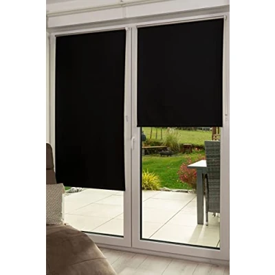Image of K home Klemmfix 542890 7 Blackout Roller Blind, Black, 100 x 150 cm (W L)