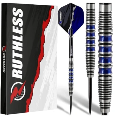 Image of RUTHLESS Blue Falcon Professional Tungsten Steeltip Darts Set in 23g and 25g, with Flights Stems Shafts (23g)