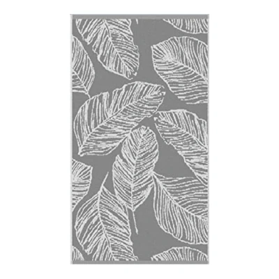 Image of Fusion Grey Leaf Hand Towel (50 x 90cm) 100% Cotton Super Soft Tropical Palm Leaves &amp; White Towel/Small Towel/Head Bathroom Accessory Matteo Collection