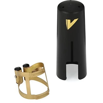 Image of Vandoren LC58AP Tenor Saxophone Aged M/O Ligature with Plastic Cap, Gold