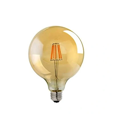 Image of Retro Vintage LED Dimmable Globe Edison Style Filament Bulb Smoked Gold Glass E27/B22 Screw [Energy Class A+] (Amber, E27)