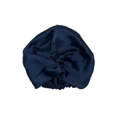Image of Jasmine Silk Pure Mulberry Turban Head/Hair Wrap Hat Sleep Cap Bonnet (Navy)