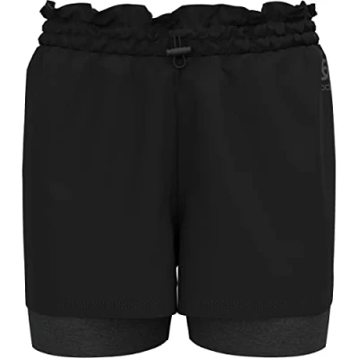 Image of Odlo Essential 365 Women&#039;s 5 Inch 2 in 1 Running Shorts, XL, Black Lightweight, Moisture Wicking Comfort