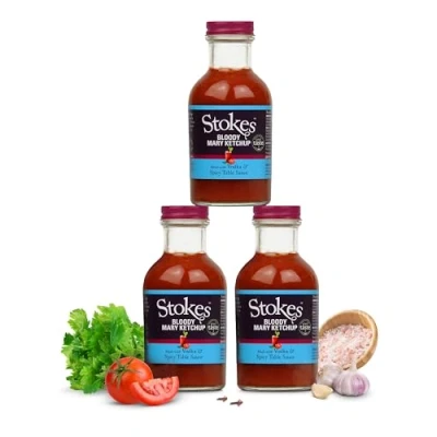 Image of Stokes Bloody Mary Tomato Ketchup 3PK, Rich &amp; Vibrant Sauce, Perfect For Full English Breakfast, Award Winning Ketchup, Sauce With Juicy Mediterranean Tomatoes