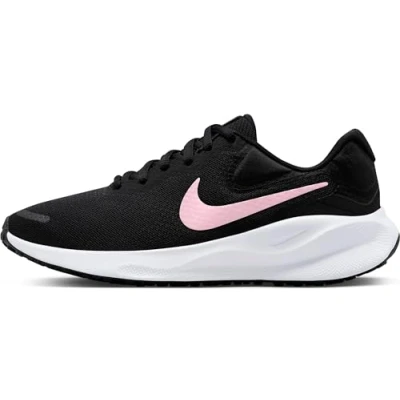 Image of Nike Women&#039;s Revolution 7 Road Running Shoe, Black/Med Soft Pink/White, 8.5 UK