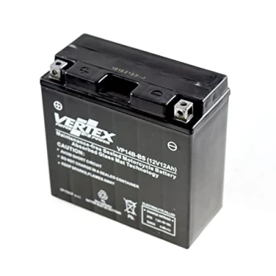 Image of Vertex VP14B BS Sealed AGM Motorcycle/Powersport Battery, 12V, 12Ah. Replaces: YT14B 4/YT14B BS. Perfect battery for Motorcycle, ATV&#039;s, Personal Watercraft and Snowmobiles.