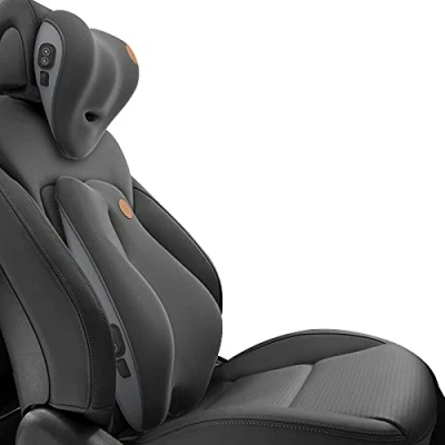 Image of Ergocar Lumbar Support Pillow for Office/Car/Gaming Chair, Electric Massage Neck Pillow, Breathable Memory Foam Back Cushion with Washable 3D Mesh Cover, Nape Pain Relief, Black Charged