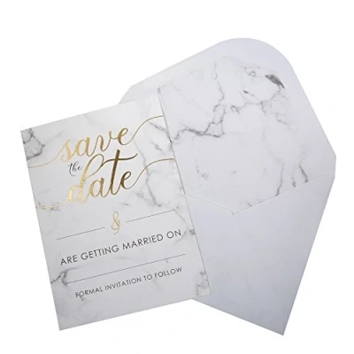 Image of Neviti Scripted Marble Save The Date Cards with Envelopes, Pack of 10, 10 x 0.1 14.5 cm