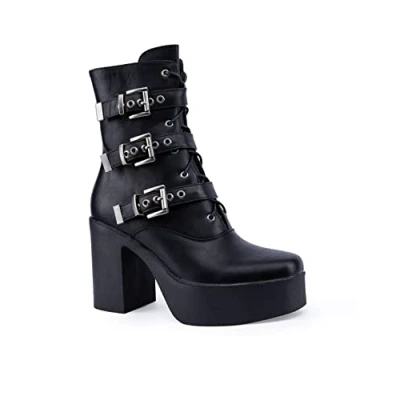 Image of LAMODA Women&#039;s Bad Idea Ankle boot, Black PU, 4 UK