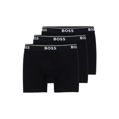 Image of BOSS Mens BoxerBr 3P Power Three Pack of Stretch Cotton Boxer Briefs with Logos